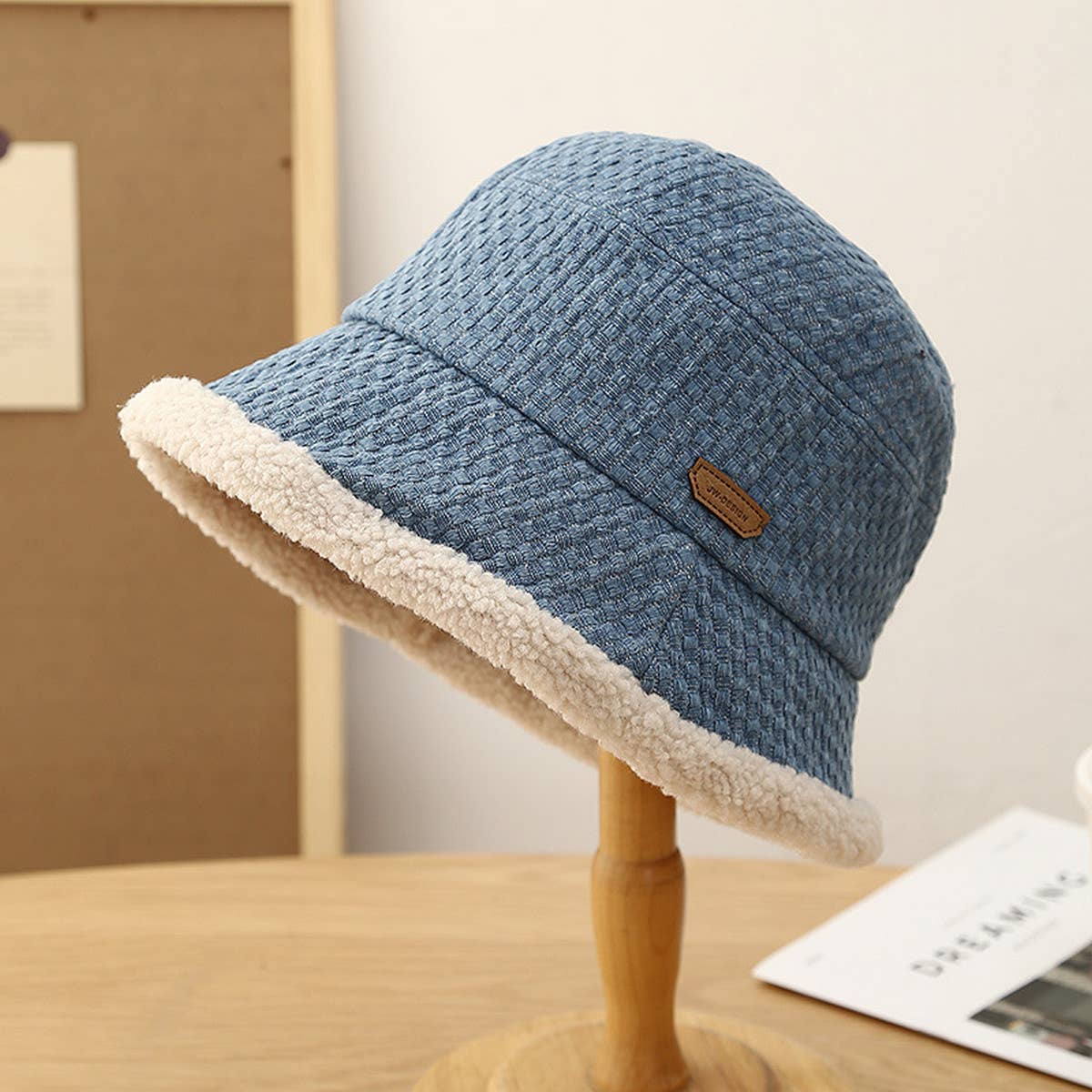 WOMEN VELVET RETRO THICK WARM BUCKET HAT_CWAB2857