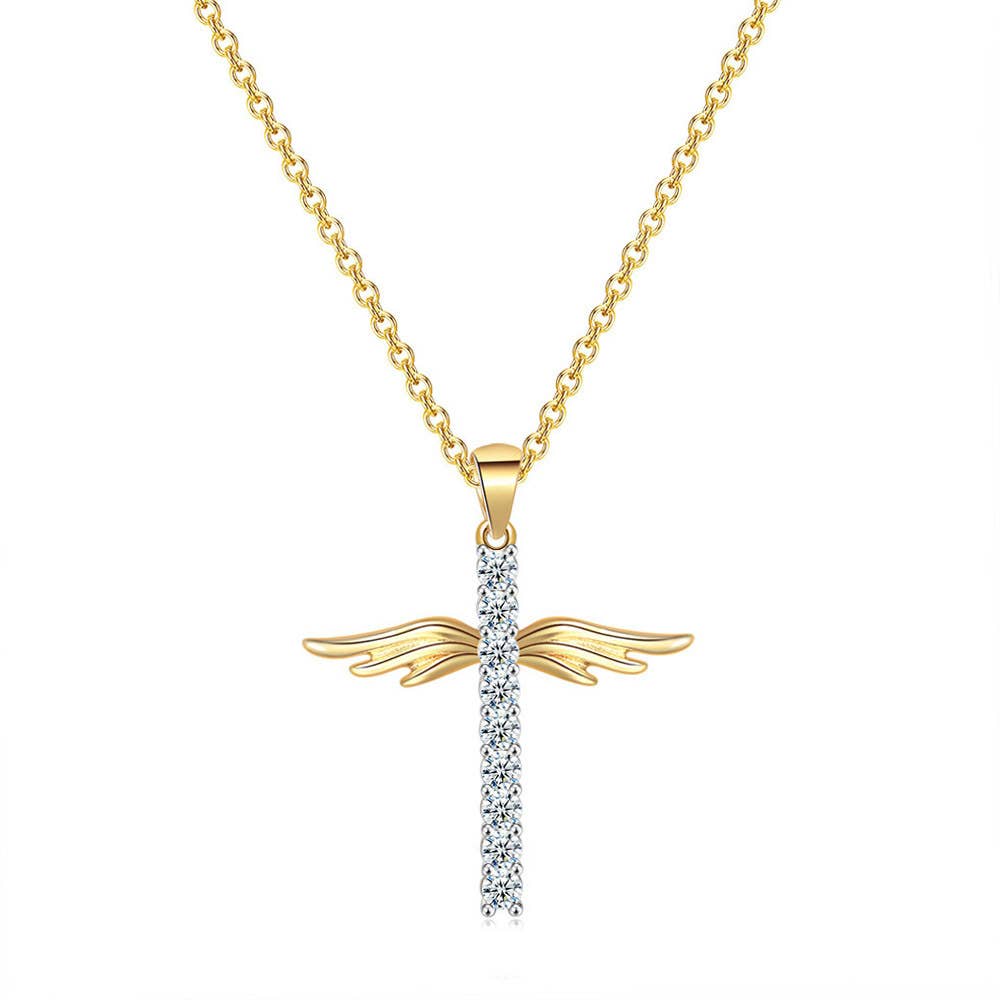 Cross necklace is a full diamond collarbone chain