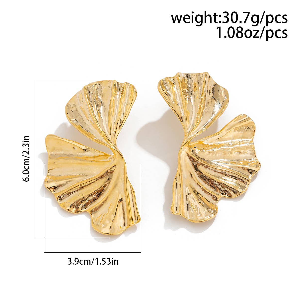 FASHIONABLE PUNK METAL STYLE GOLD EARRINGS