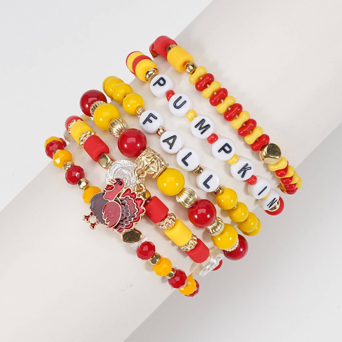 CWAJE05711_THANKSGIVING PUMPKIN TURKEY MAPLE LEAF BRACELET