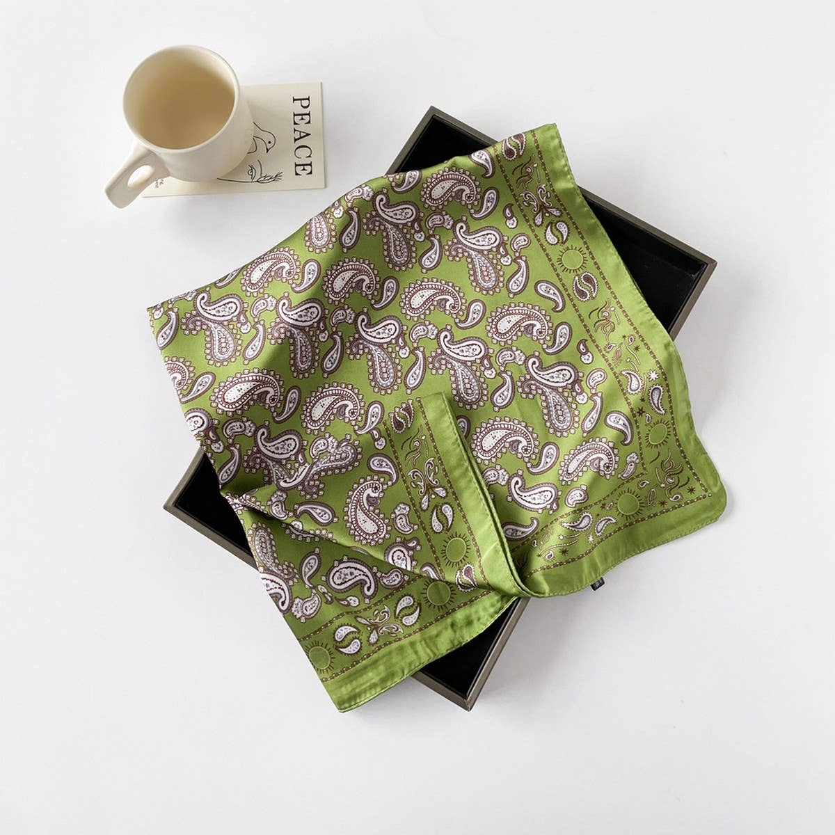 Paisley Satin Square Scarf ??70cm Neck & Head _CWASC0825