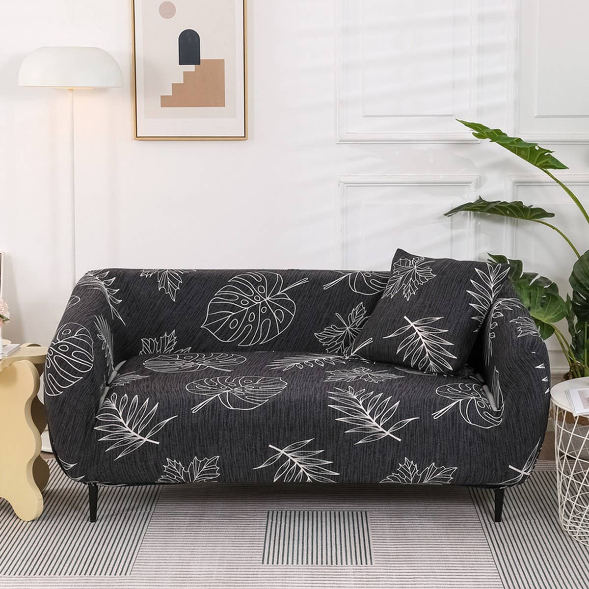 Stretch Sofa Cover, Solid Print, All-in-One Fit_CWMM8309