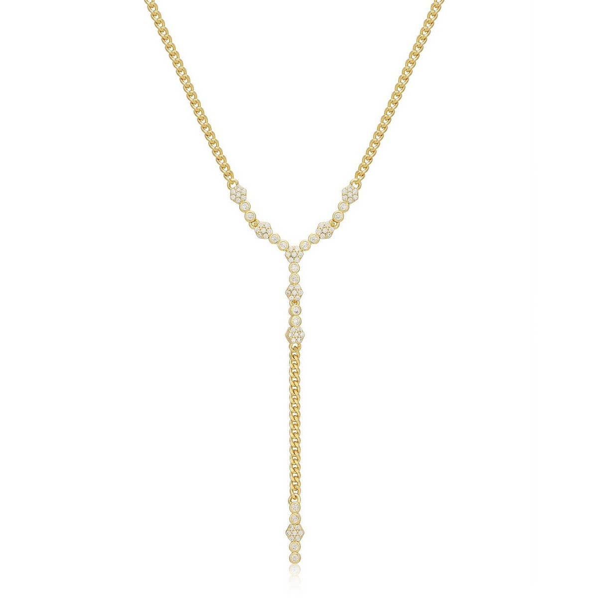 Zirconia Oval Round Pendant Necklace_CWMM5291