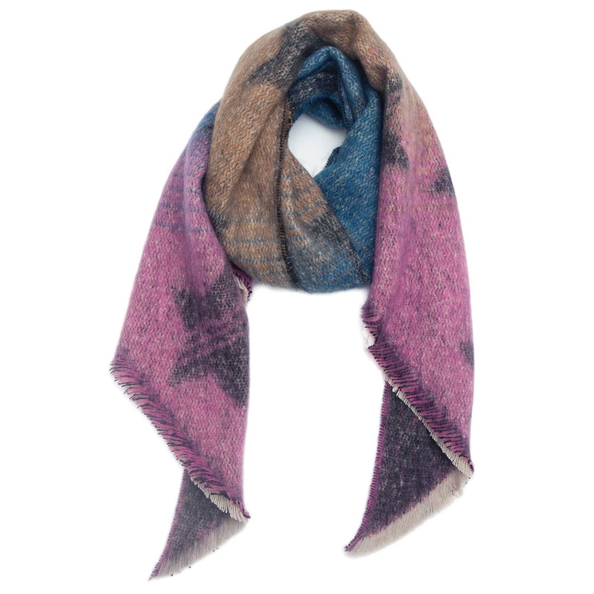 Diamond Pattern Scarf-Chunky Loop Yarn Winter Wrap