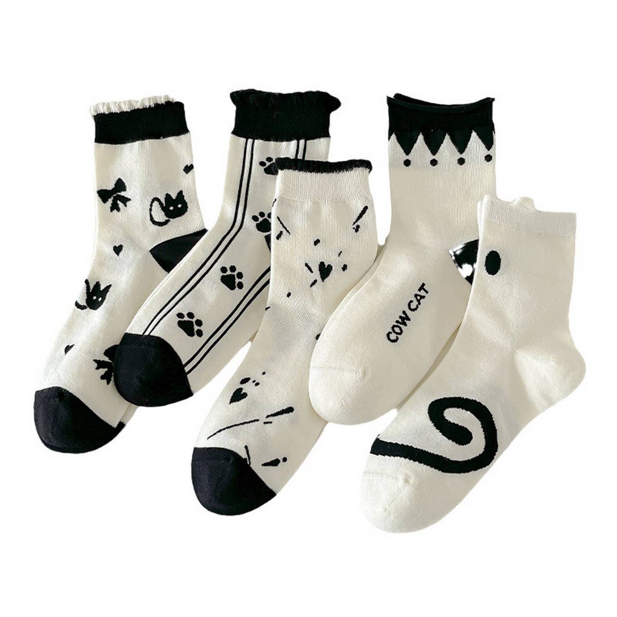 CUTE CARTOON PATTERN PURE COTTON MID-CALF SOCKS