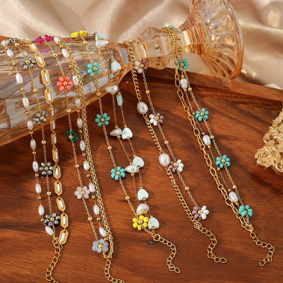CRYSTAL PETALS 18K GOLD PLATED BRACELET