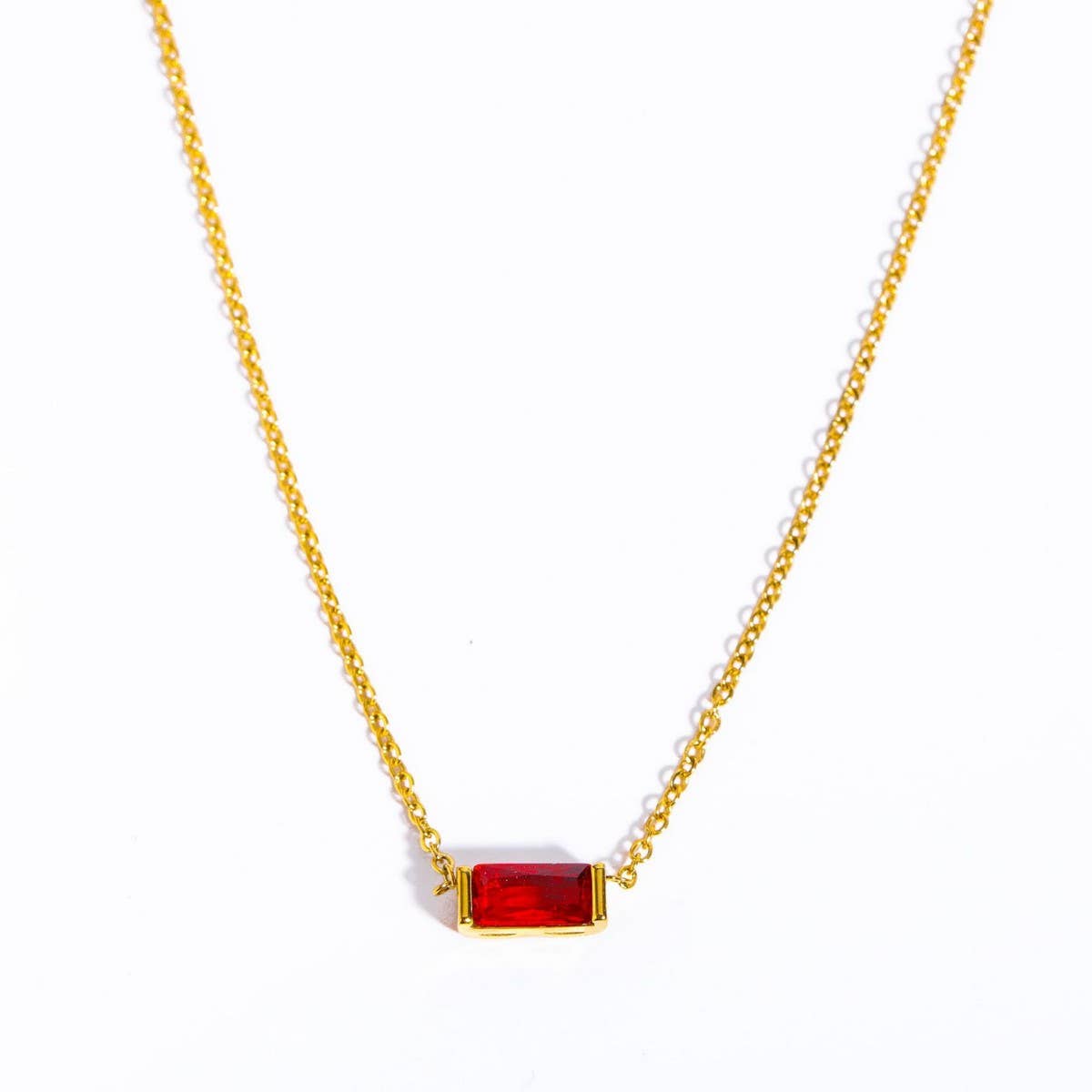 Stainless Steel Colored Birthstone Necklace_CWMM5535