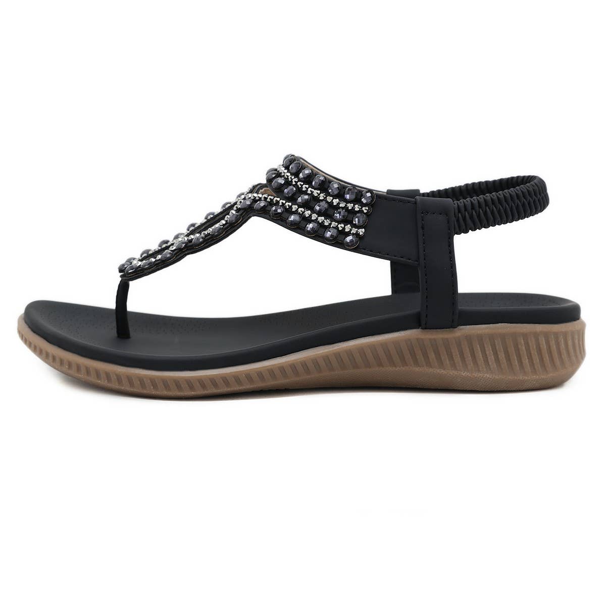 CRYSTAL BEADED DECORATIVE PINCH TOE SANDALS