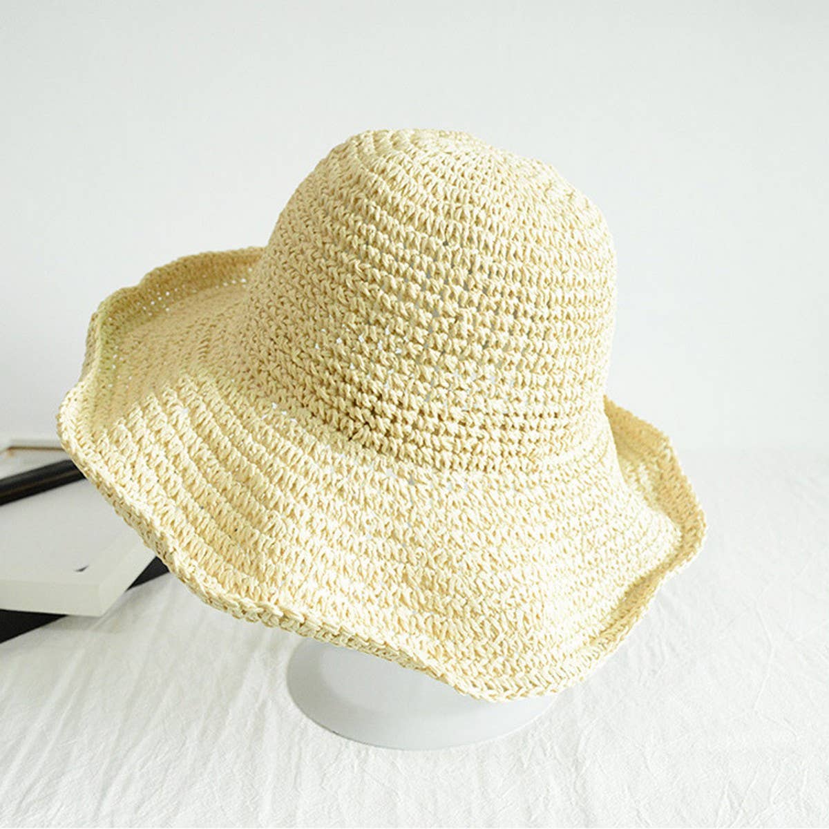 Summer foldable retro bow straw hat_CWAH3402