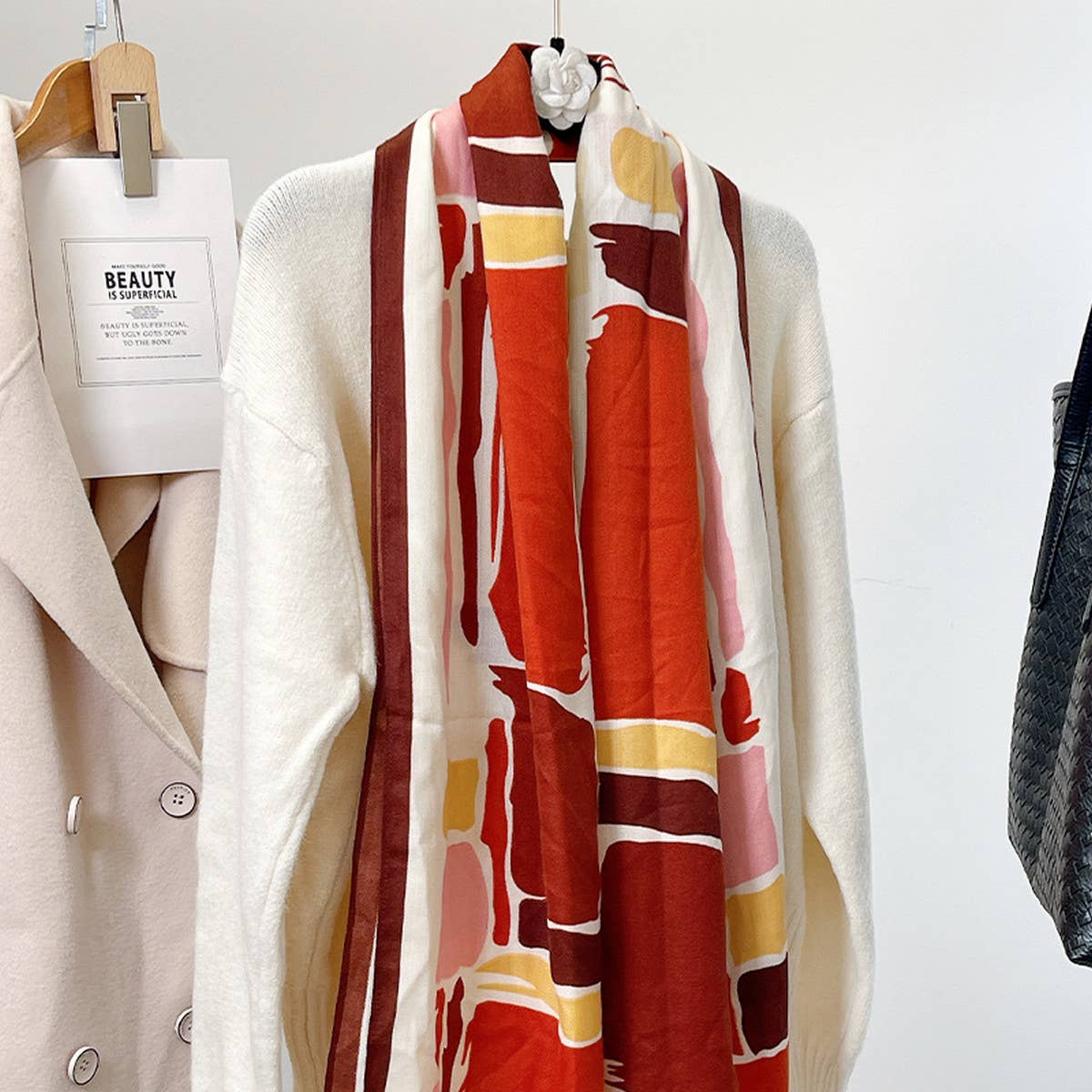 Cartoon Color Block Scarf ??Soft Faux Wool Shawl_CWASC0897