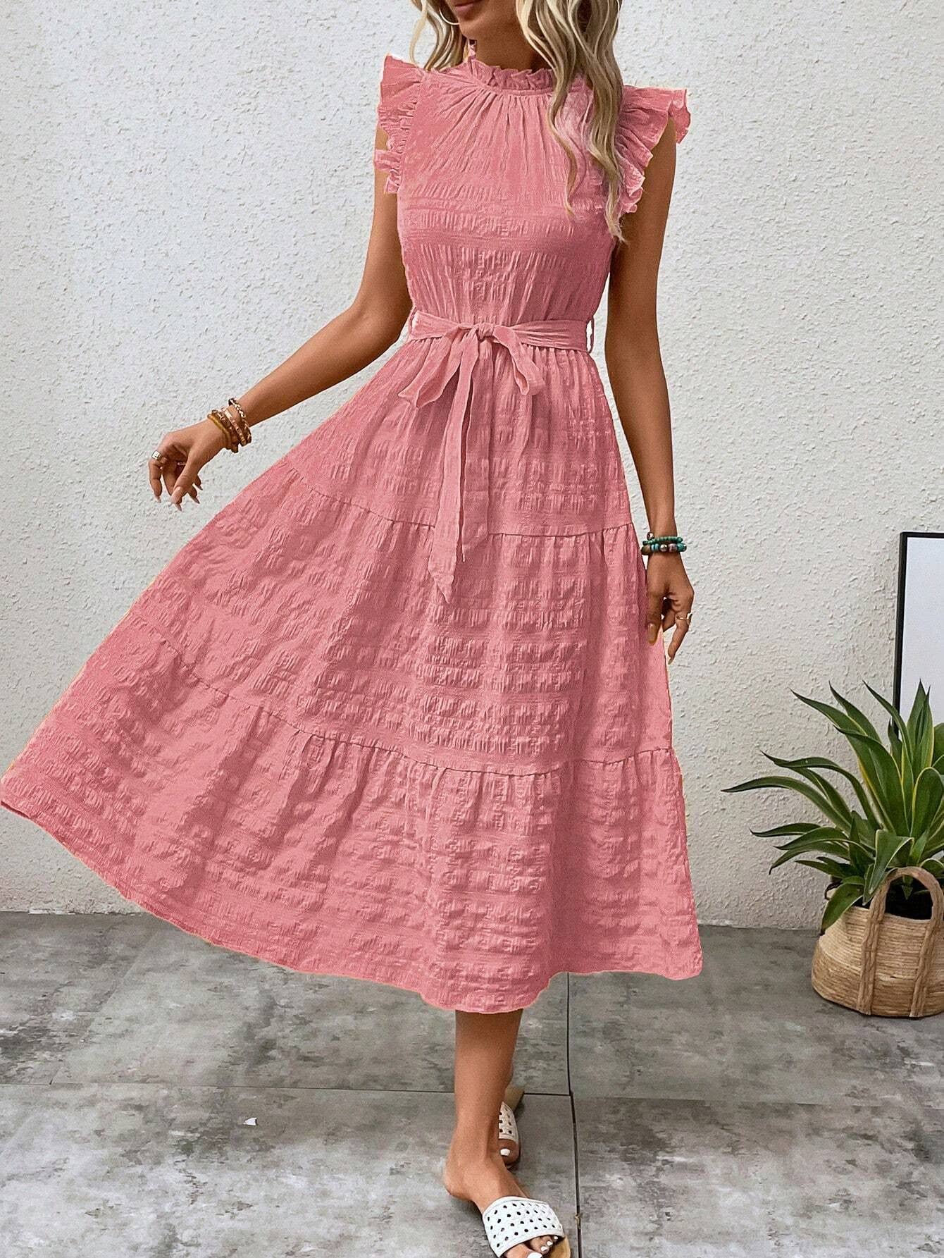 Wooden ear edge texture dress
