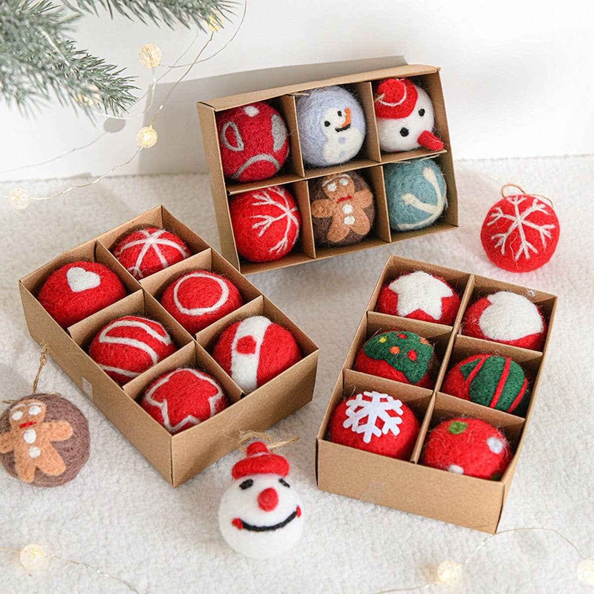 Wool Felt Snowflake Balls Xmas Tree Decor Set_CWMM9784