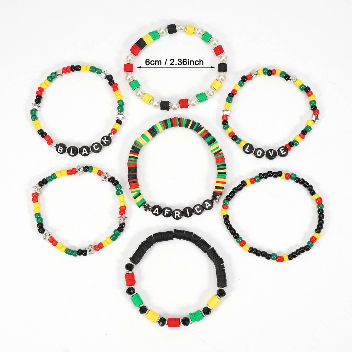 CWAJE05710_AFRICAN BOHO BEADED JUNETEENTH STRETCH BRACELET