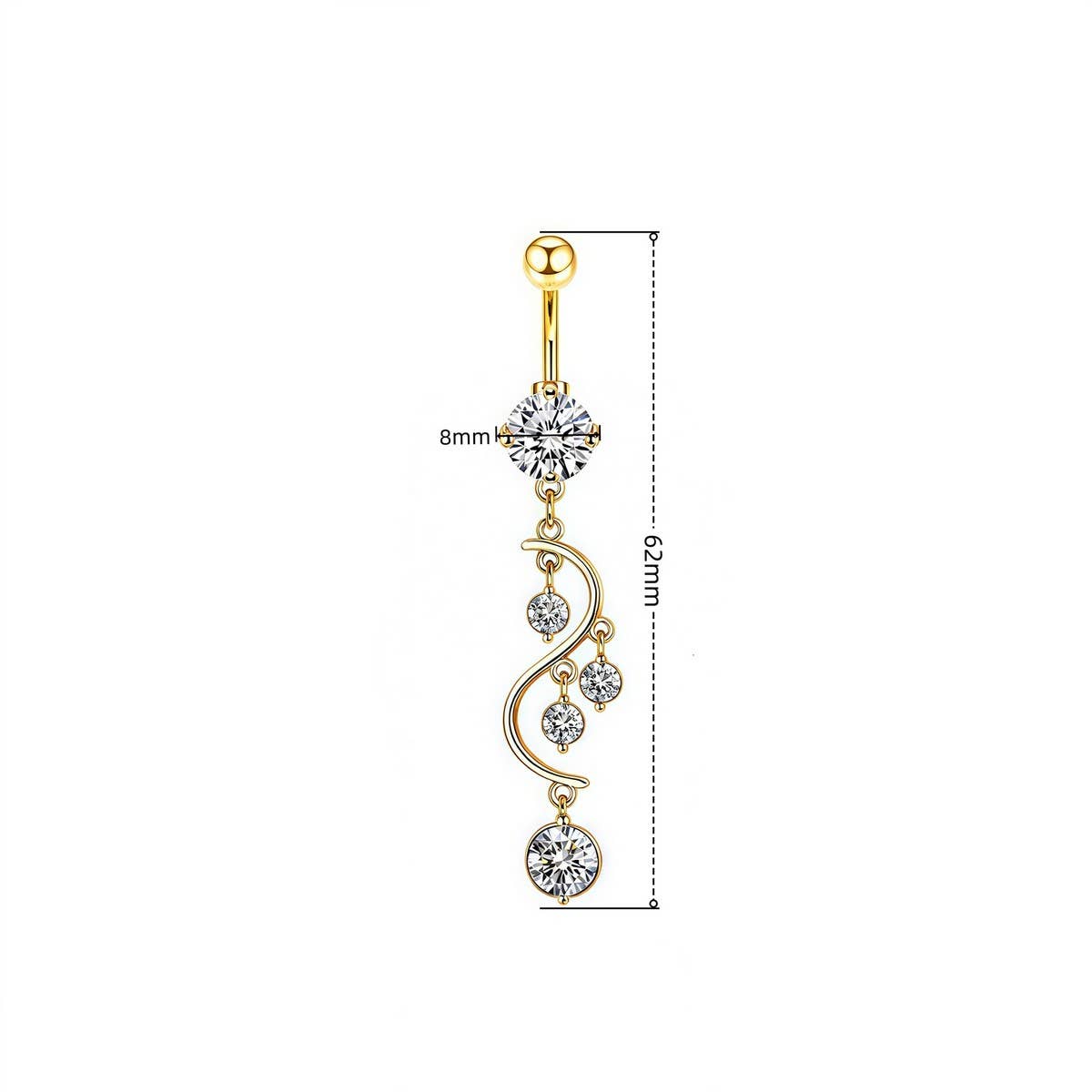 Zircon Tassel Belly Button Ring Piercing_CWMM9451