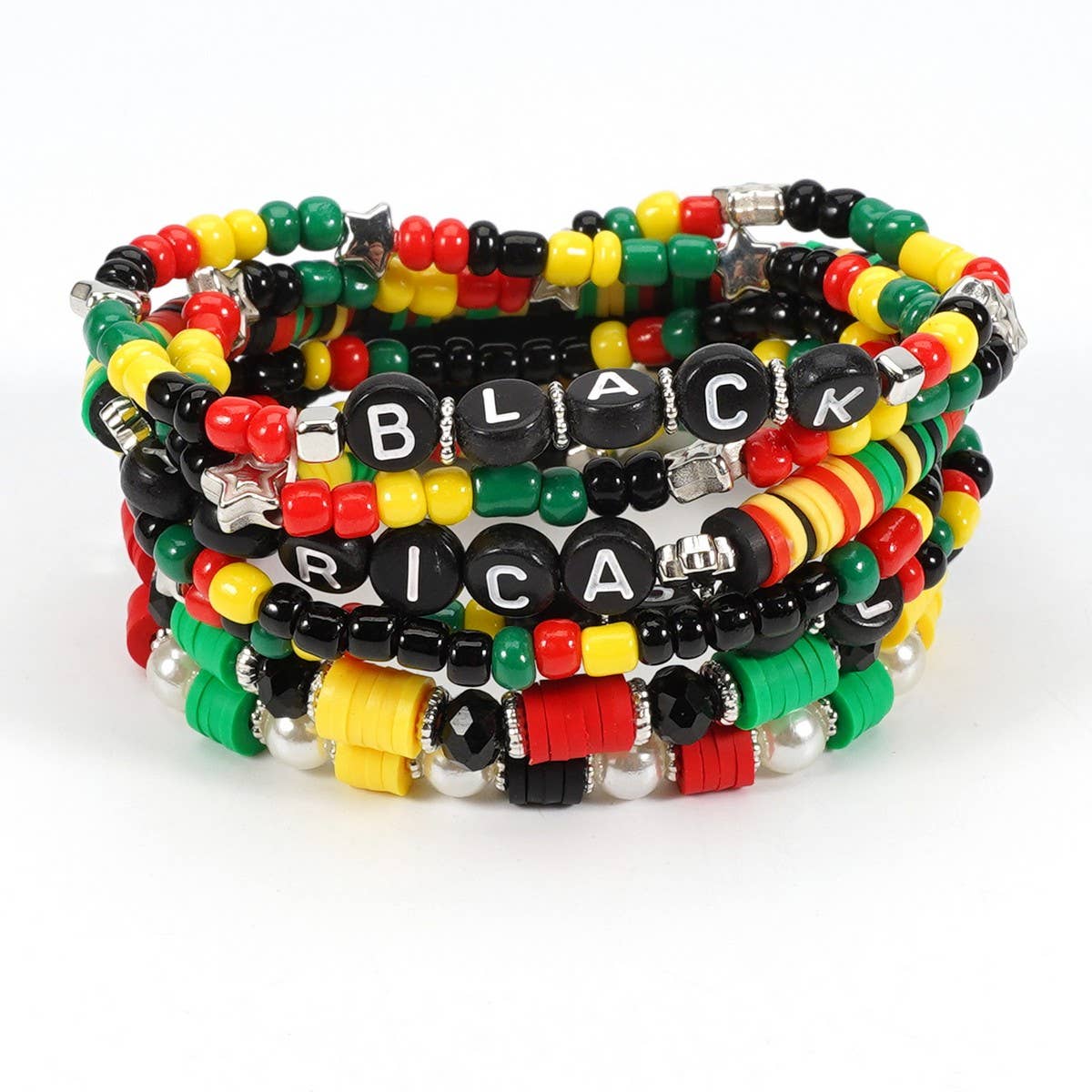 CWAJE05710_AFRICAN BOHO BEADED JUNETEENTH STRETCH BRACELET