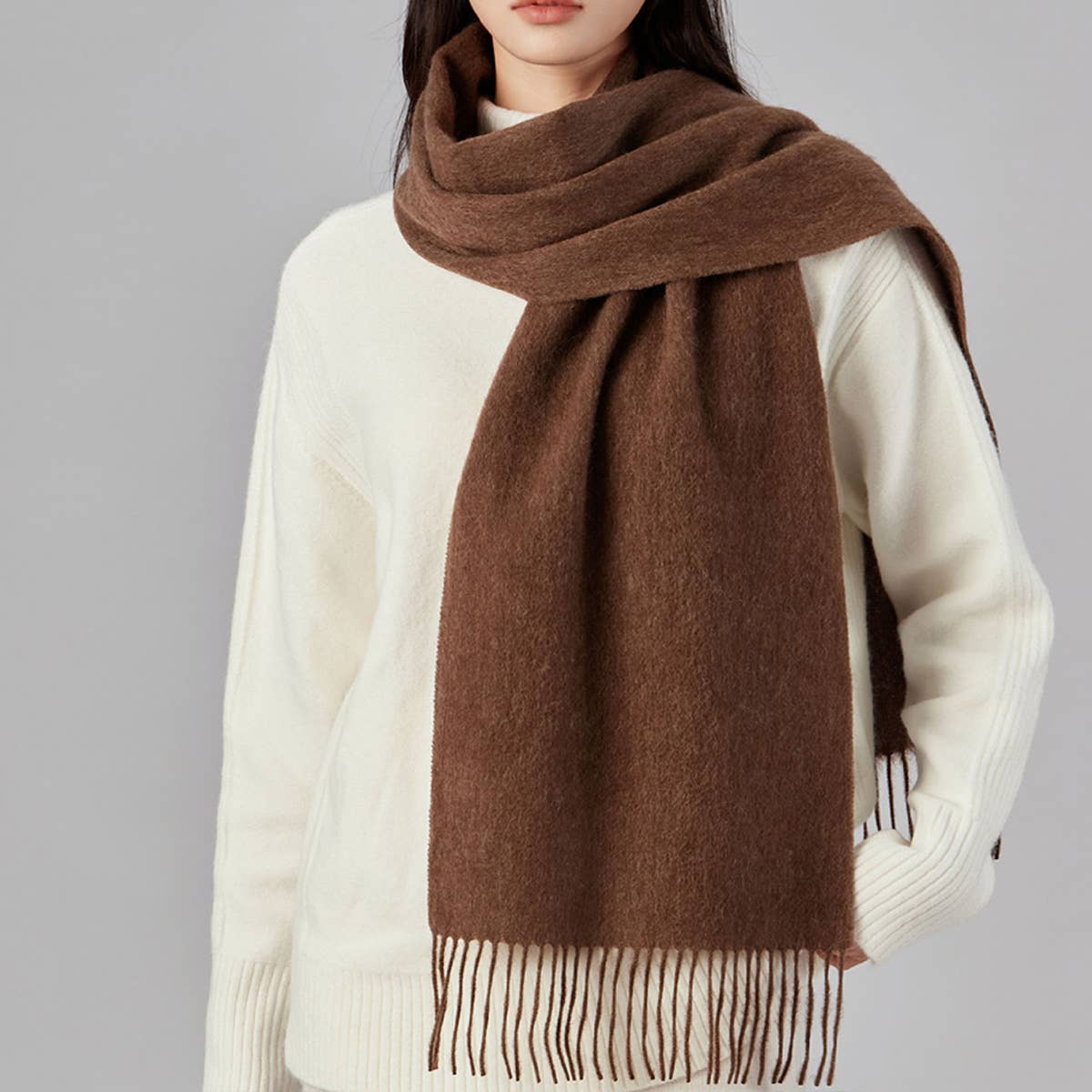 100% Wool Solid Scarf – Elegant Unisex Spring Wrap_CWASC1093
