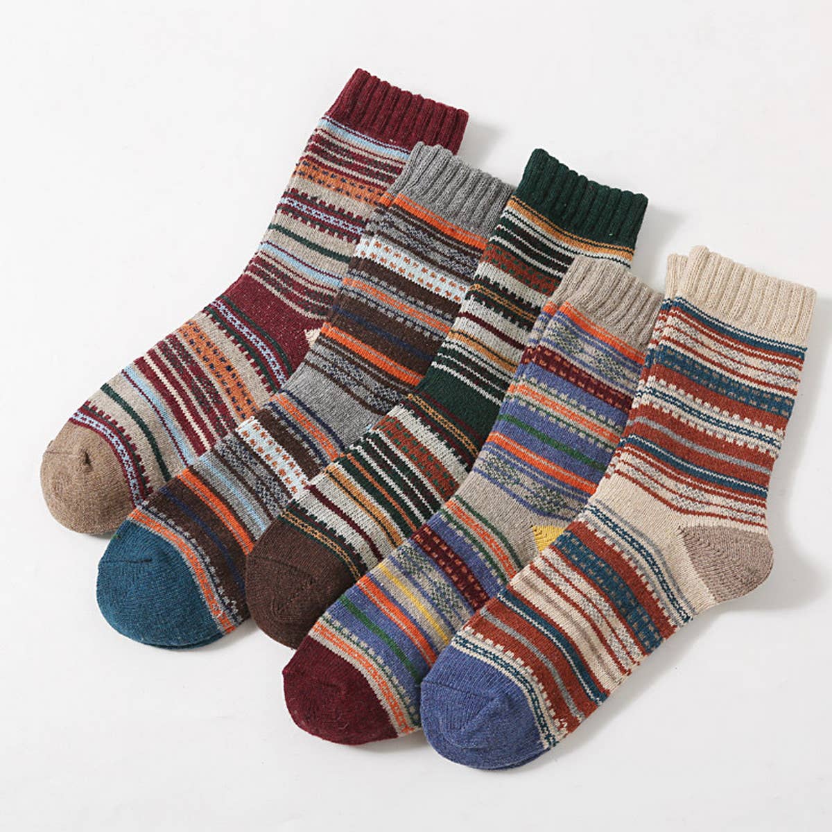 WOMEN VERTICAL STRIPED SOCKS 5 PAIRS PER PACK
