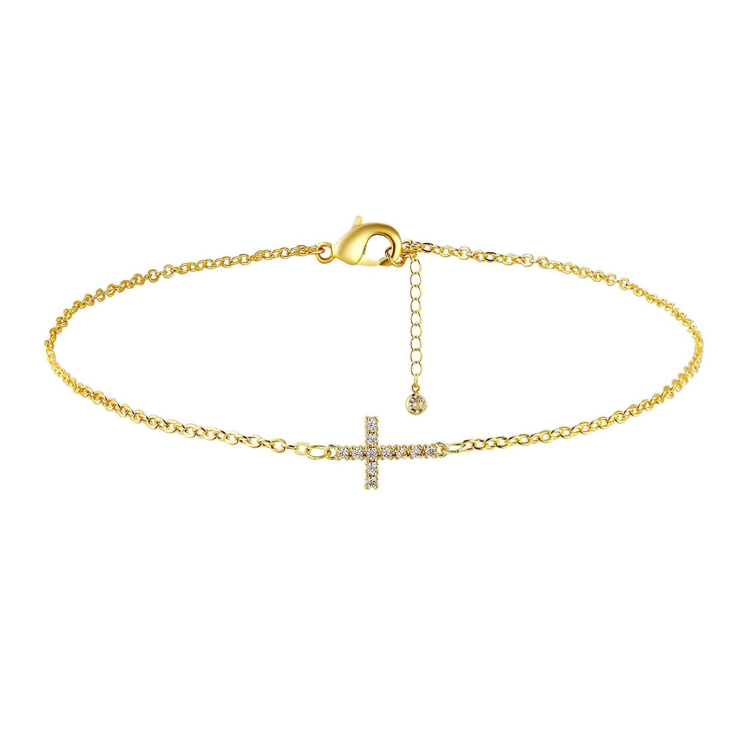 Copper mini cross bracelet set with zircon