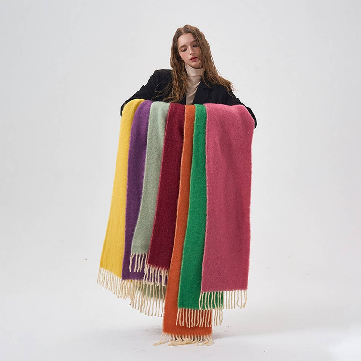 32% Wool Blend Colorblock Scarf - Soft Winter Styl_CWASC2368