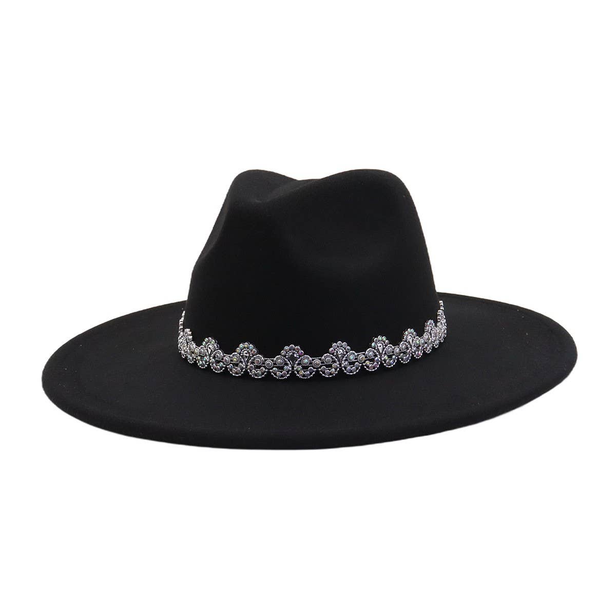 Men & Women Wool Blend Fedora Hat Heart Top_CWAH04386