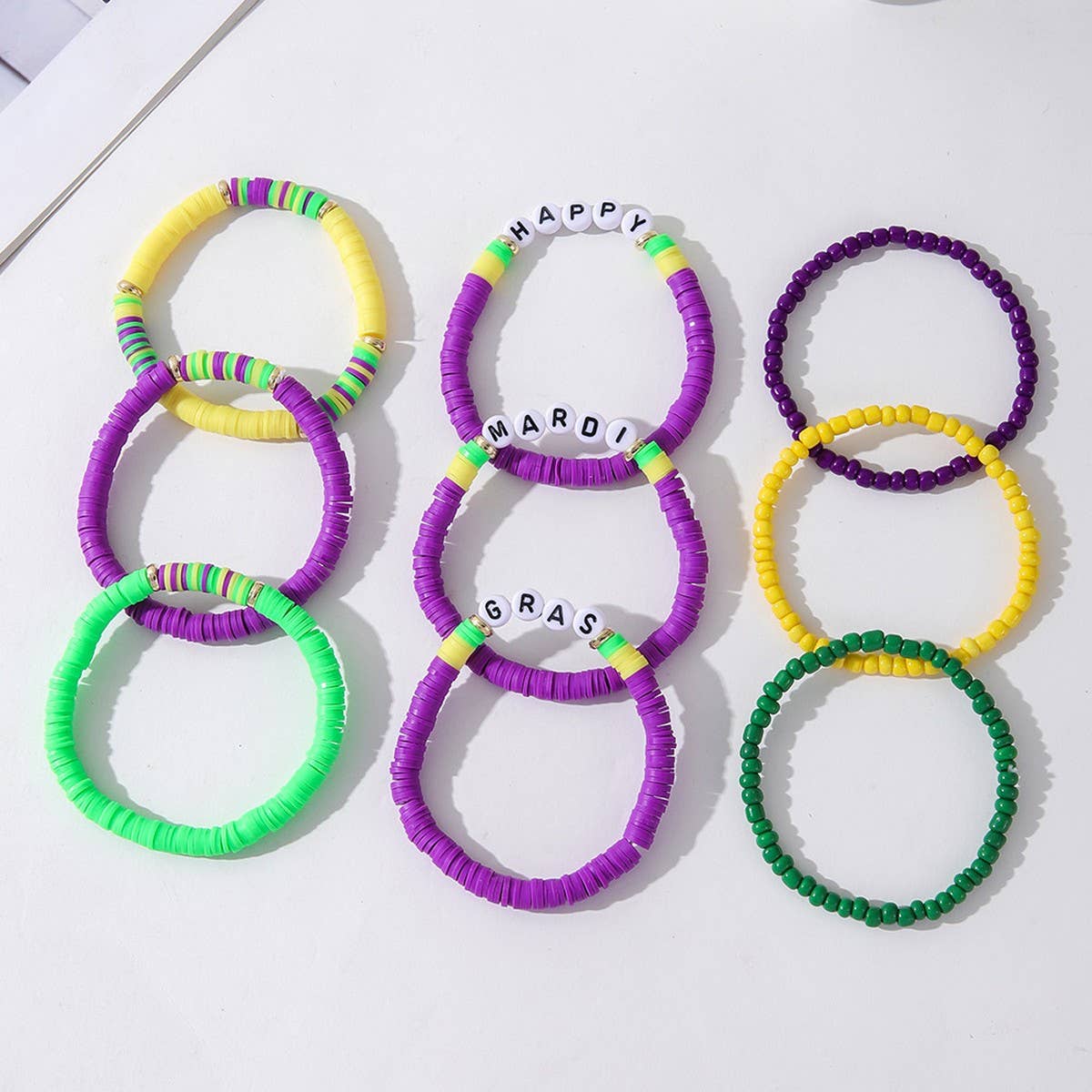 MULTI-LAYERED POLYMER CLAY LETTER BRACELET SET