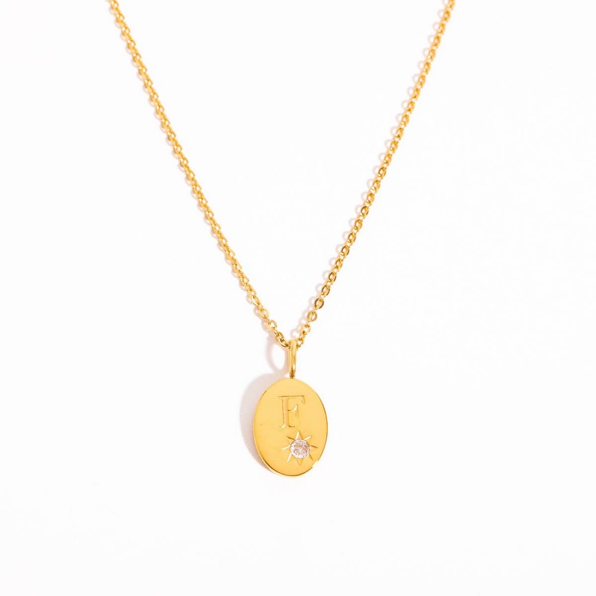 Stainless steel 26 letter zircon pendant necklace_CWMM5536