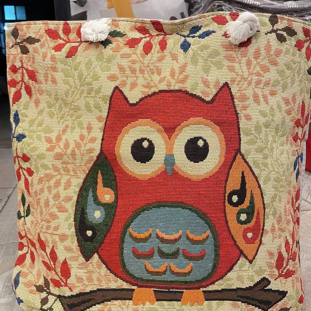 VINTAGE ANIMAL EMBROIDERED CANVAS TOTE BAG_CWAB1679