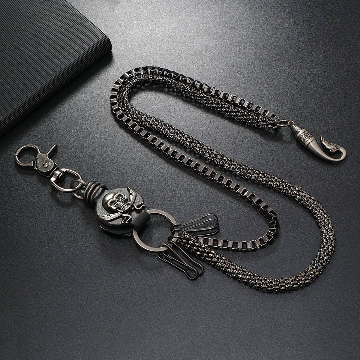 HIP-HOP DISCO SKULL LEATHER PANTS CHAIN