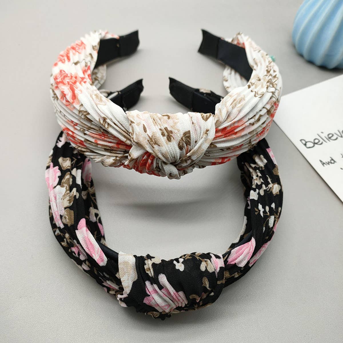 WOMEN PLEATED PRINTED HEADBAND