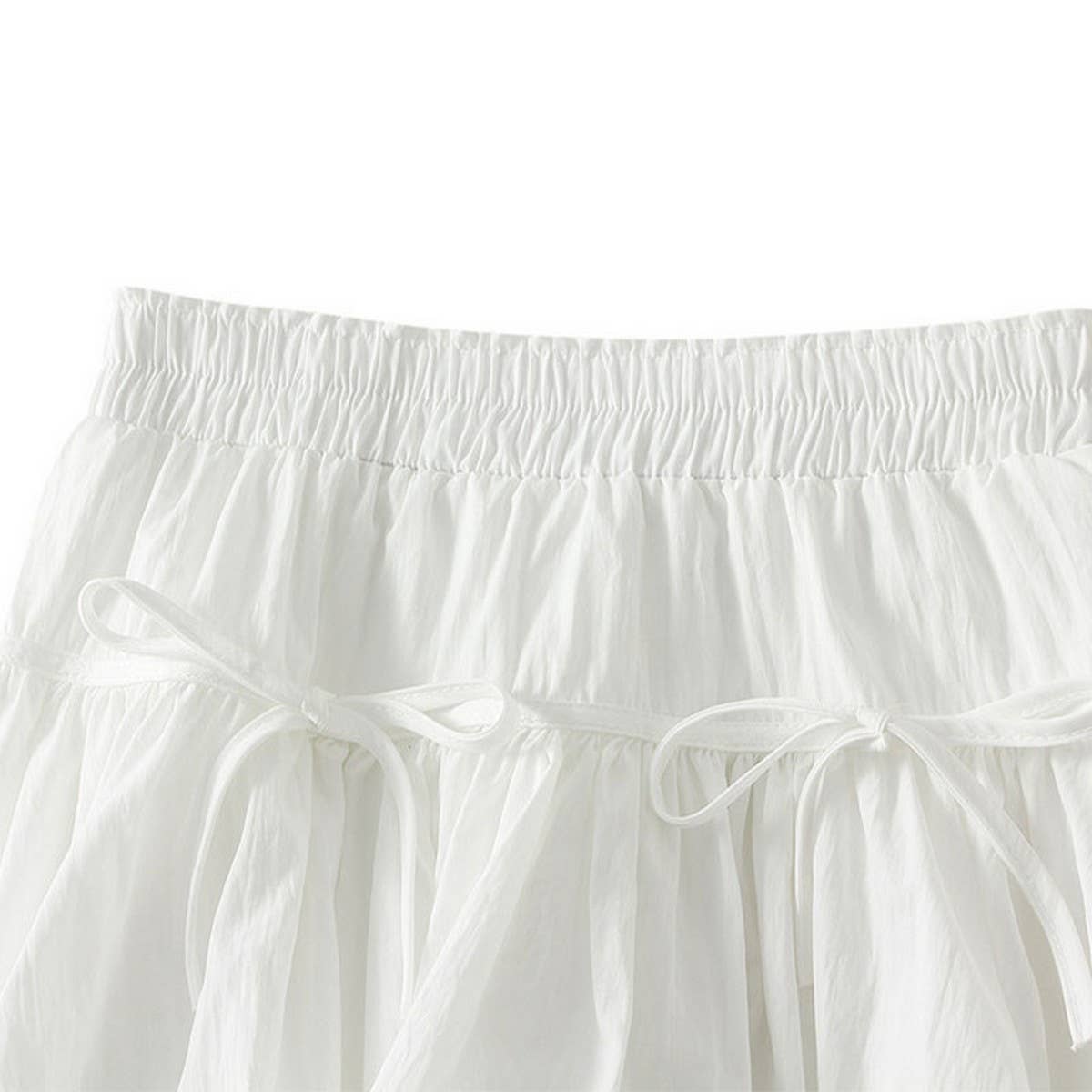 HIGH WAIST A-LINE SHORT SKIRT WITH BOW BUDS