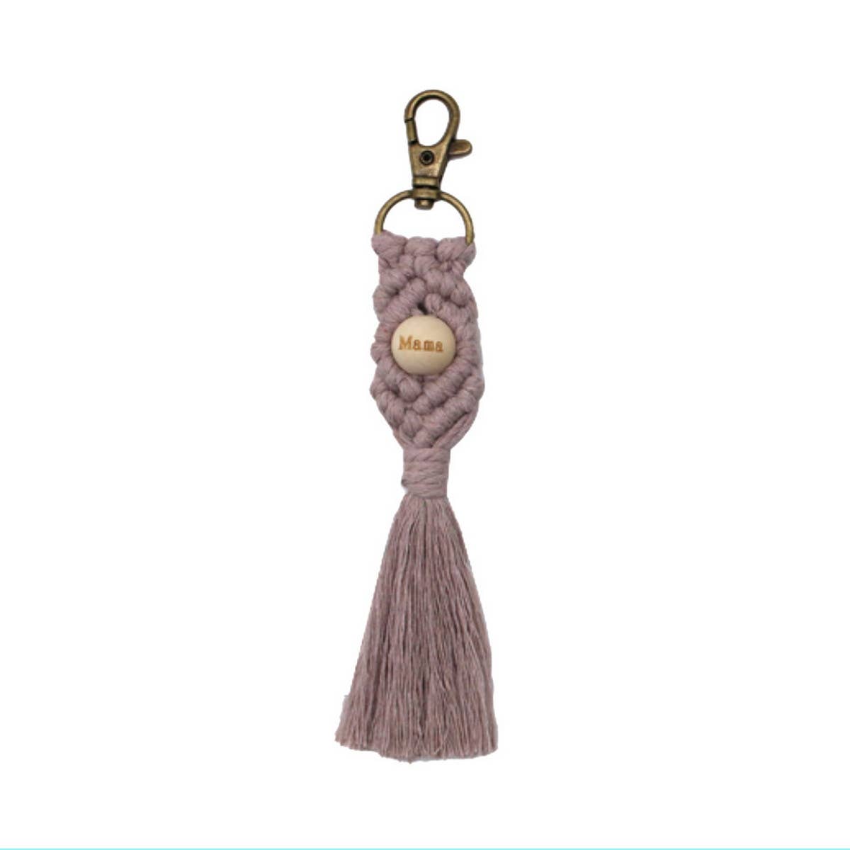 LETTER PENDANT COTTON ROPE BRAIDED KEYCHAIN