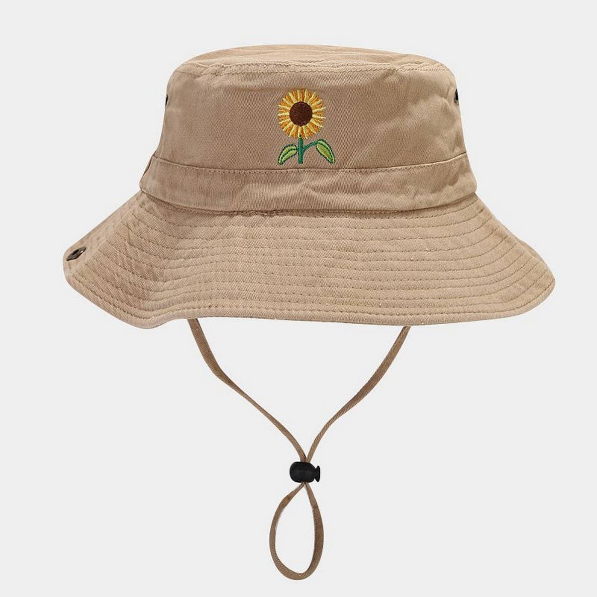 Vintage Floral Cotton Sun Hat with Wide Brim_CWAH3822