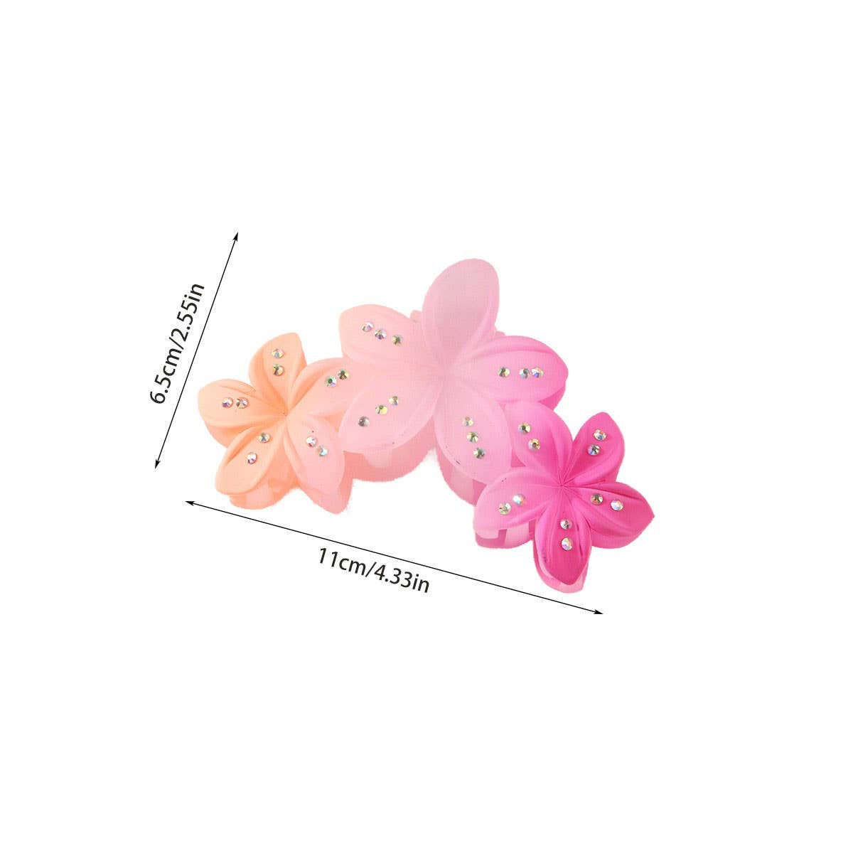 Gradient Rhinestone Egg Flower Hair Claw Clips