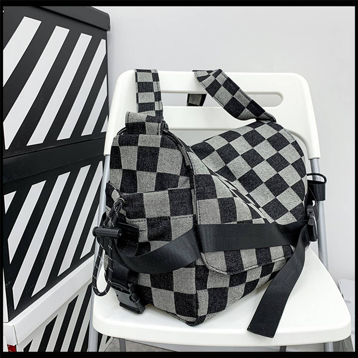 CASUAL PLAID SHOULDER CROSSBODY BAG_CWAB1606