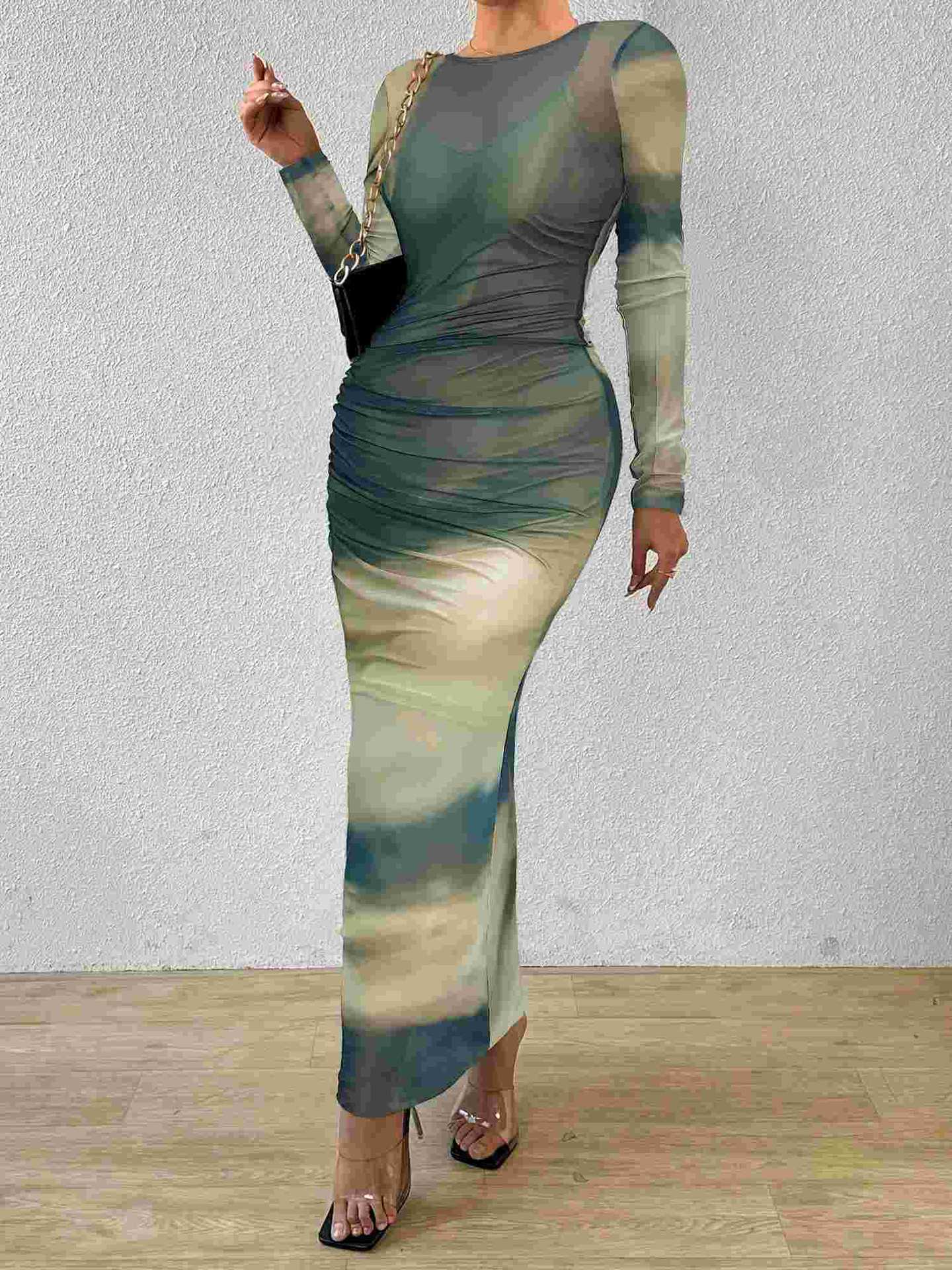 Floral mesh with ribbon lining two-piece dress