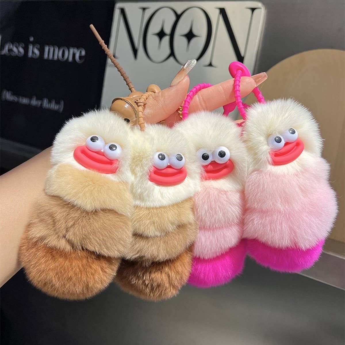 CUTE CATERPILLAR CAR KEYCHAIN PENDANT PLUSH DOLL