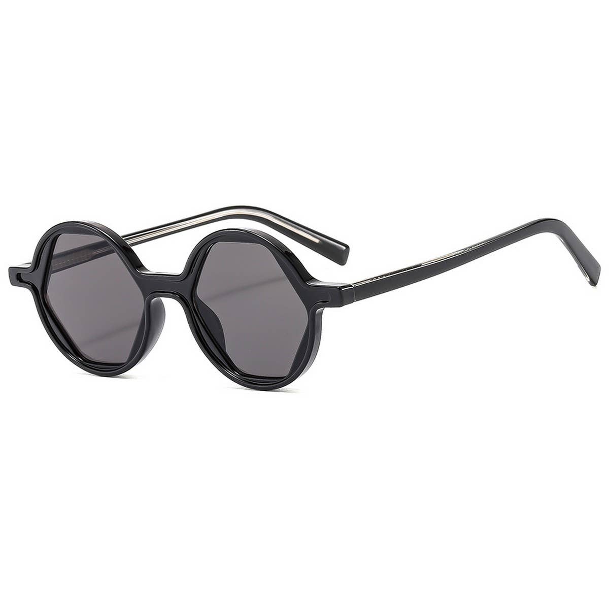 Floral Arm Hexagon Round Sunglasses Cute Look