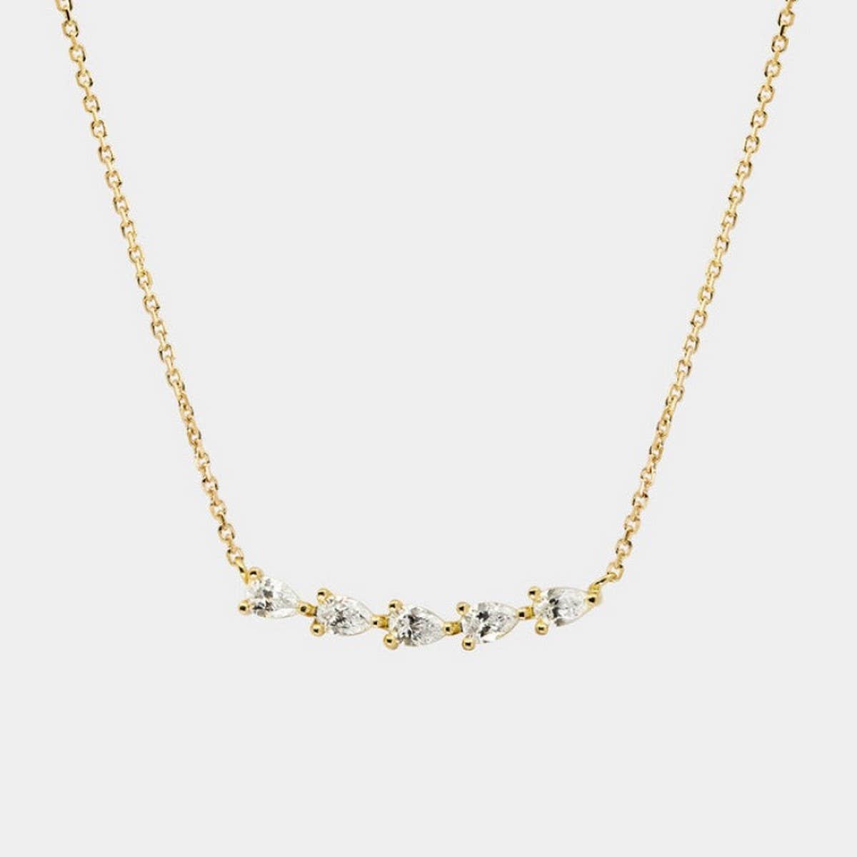 Zirconia Oval Round Pendant Necklace_CWMM5297