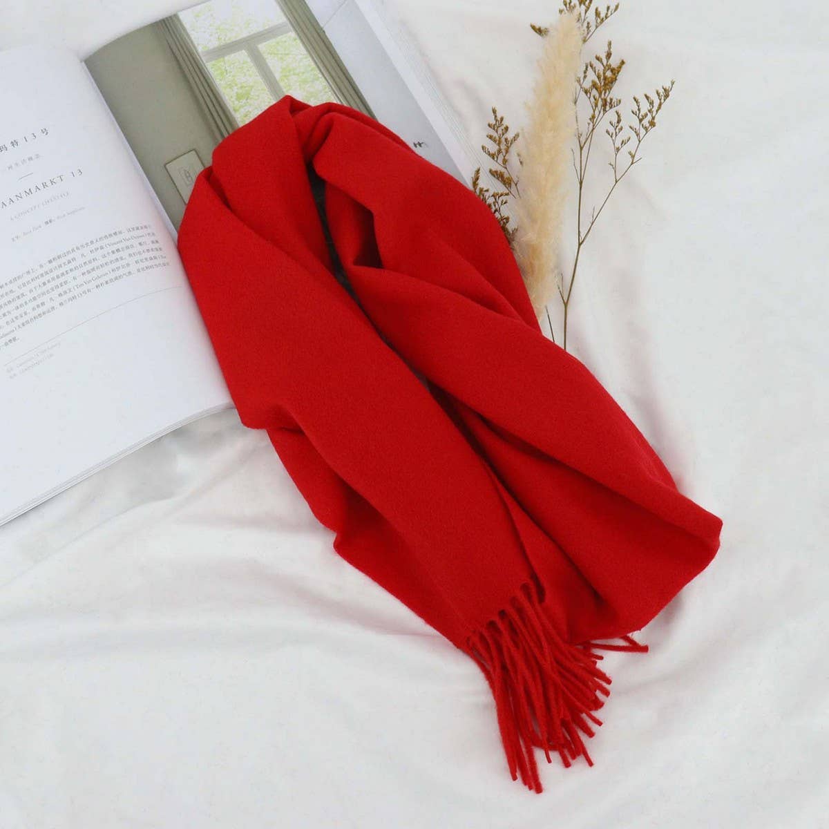 100% Wool Solid Scarf – Elegant Unisex Spring Wrap_CWASC1093