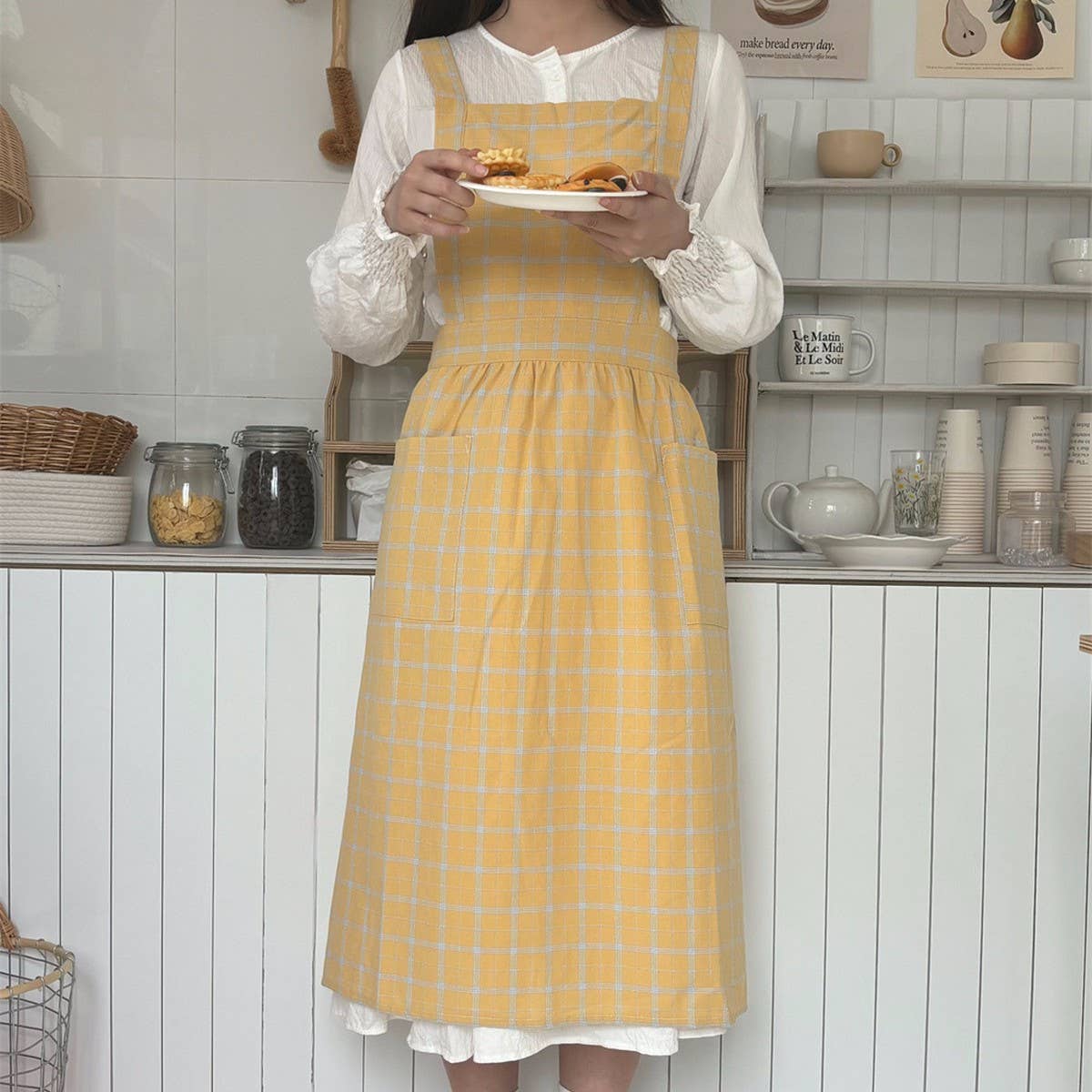 PLAID APRON FOUR-COLOR CAFE WORK APRON_CWMM5813