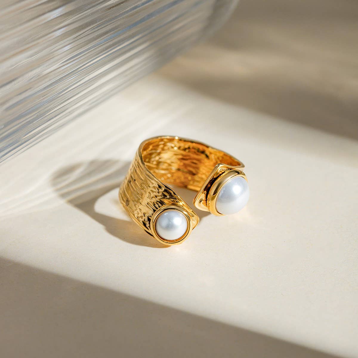 PERSONALIZED ALL-MATCH IRREGULAR OPEN PEARL RING_CWAJE1795