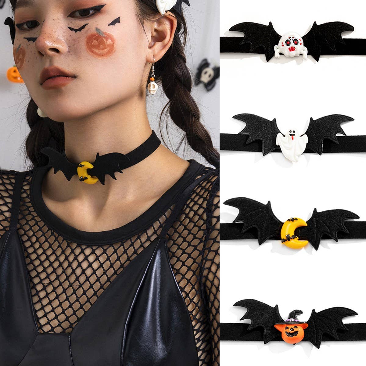 SWEET COOL HALLOWEEN PUMPKIN GHOST NECKLACE
