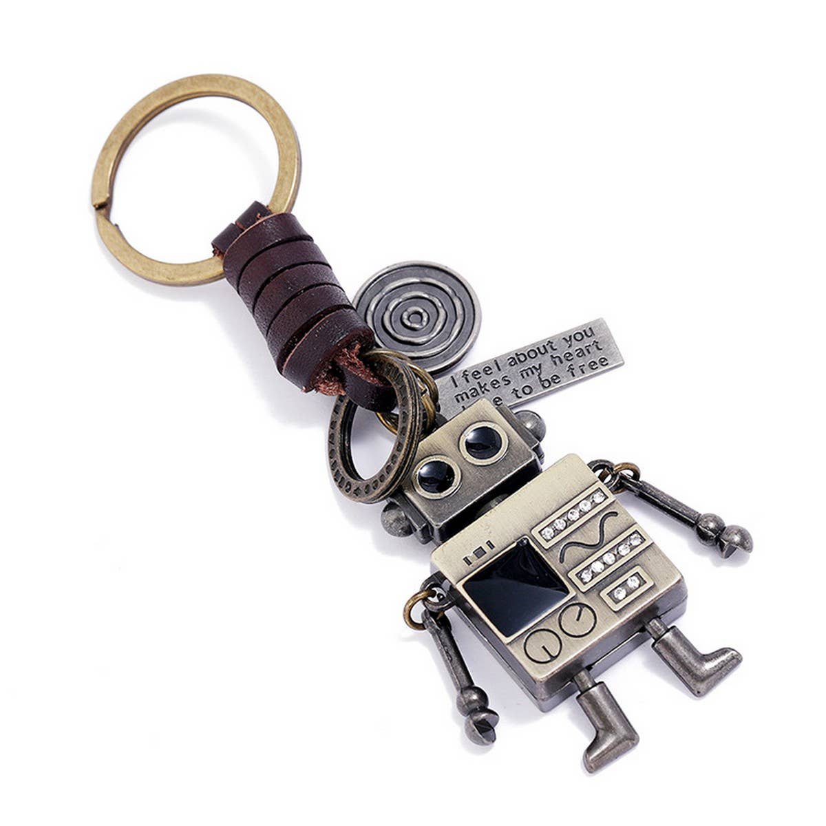 VINTAGE BRAIDED ROBOT COWHIDE KEYCHAIN