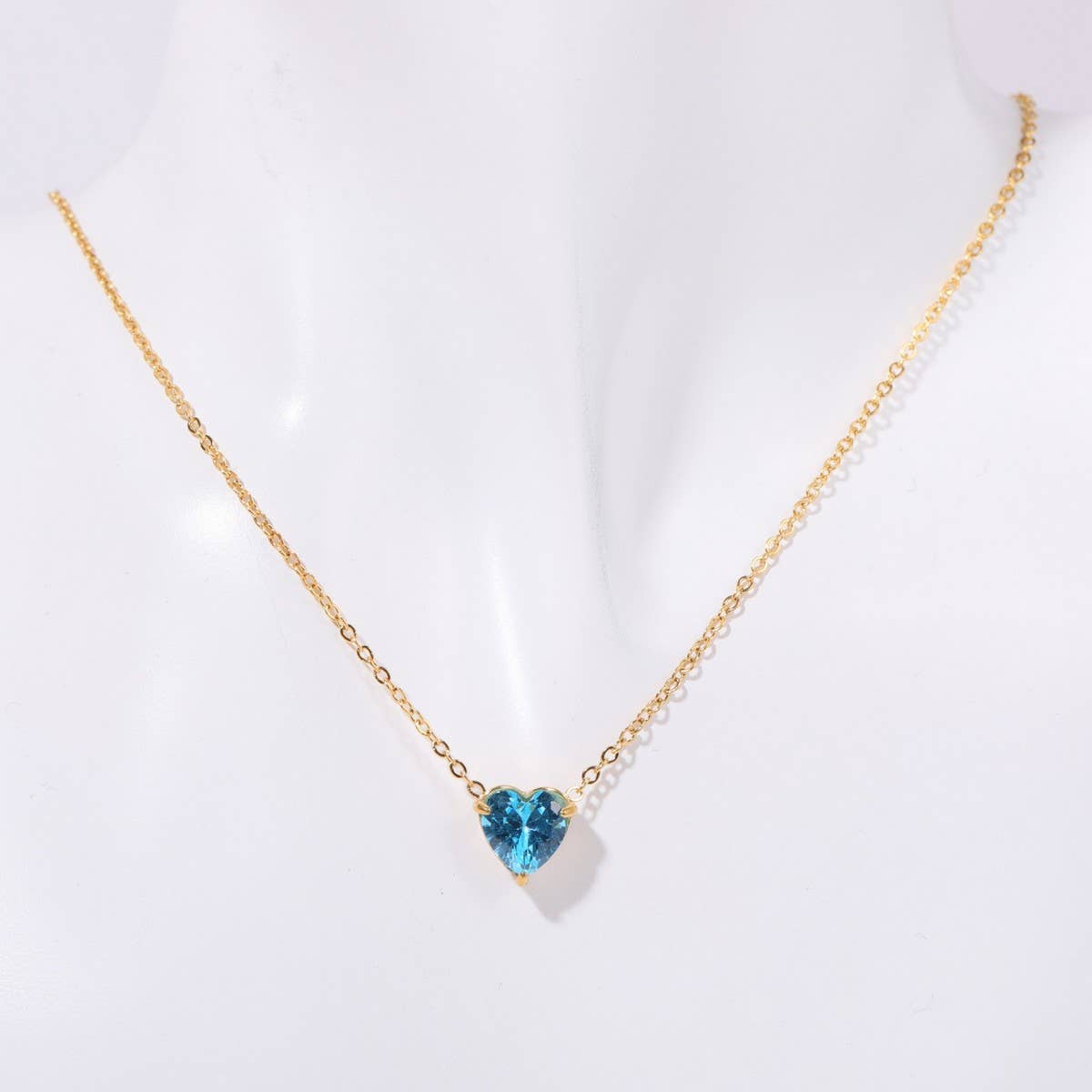 Stainless Steel Birthstone Heart Necklace_CWMM5667