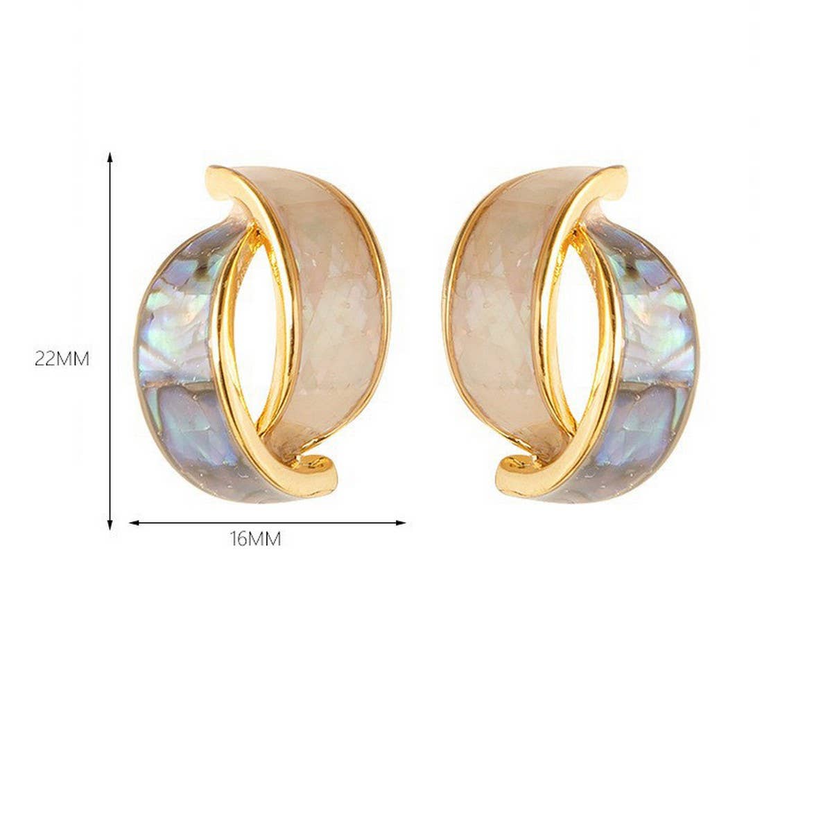 ENAMEL SILVER NEEDLE C-SHAPED EARRINGS