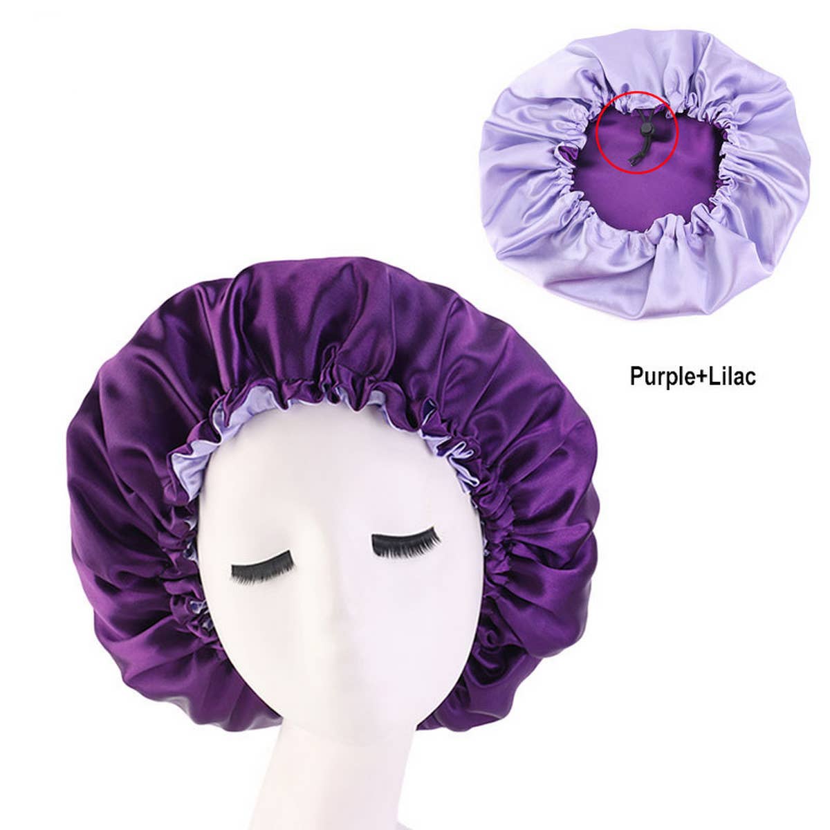 TRENDY DOUBLE LAYER SATIN NIGHTCAP_CWAH1481