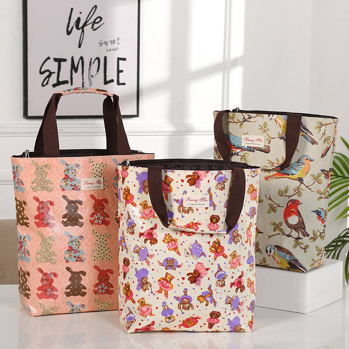 WATERPROOF FLORAL MULTI-LAYER CANVAS SHOULDER BAG_CUAB0189
