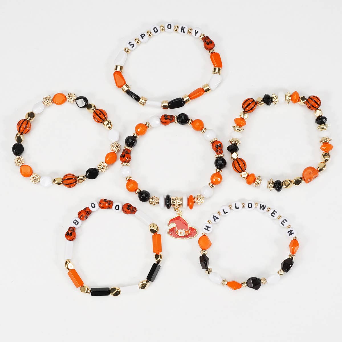 HALLOWEEN PUMPKIN GHOST BEADED BRACELET