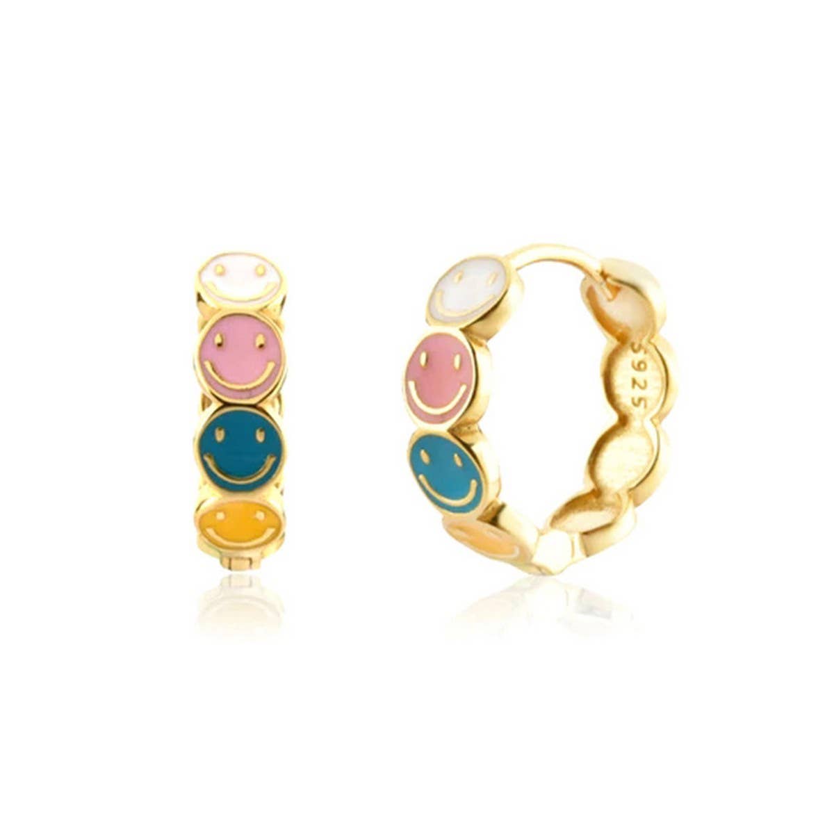 SMILEY COLORFUL HIP-HOP CREATIVE EARRINGS_CWAJE1768
