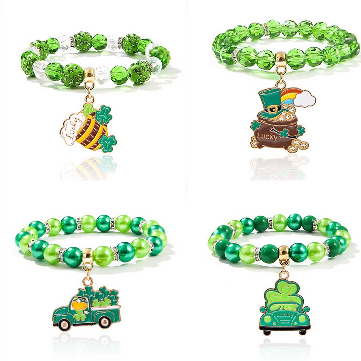 ST. PATRICK'S DAY IMITATION PEARL ACRYLIC BRACELET_CWMM3508